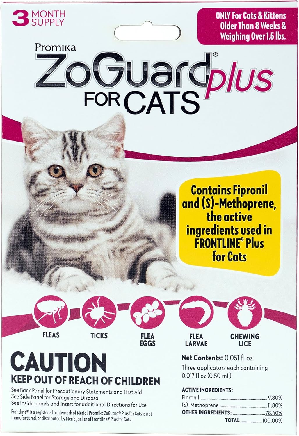 zoguard plus flea & tick prevention for small cats – 3 doses zoguard plus flea & tick prevention for small cats – 3 doses